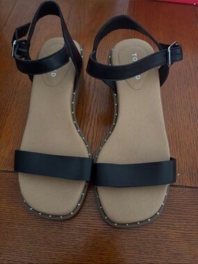torrid Black Stud-Trim Ankle Strap Sandals